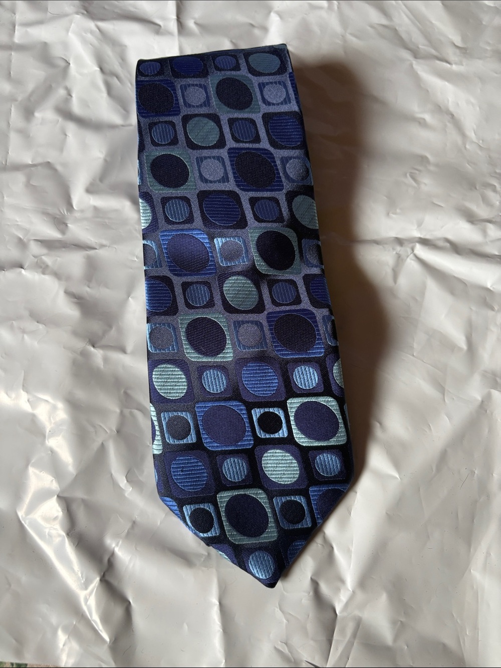 Men's Navy Blue Geometric Silk-Blend Tie
